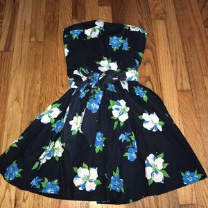 Blue Floral Hollister Tube Top Dress